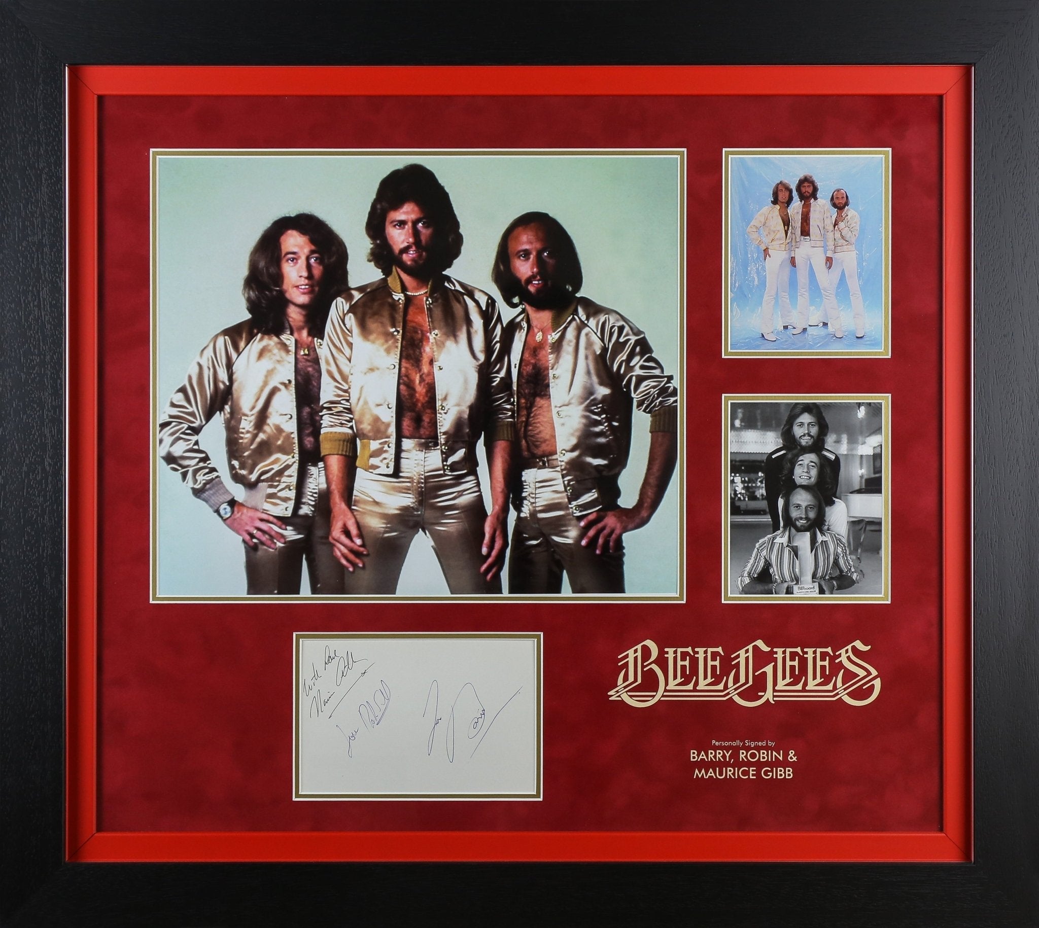 Bee Jees Group Signed Whitecard Framed Display - Memorabilia Framers Shop